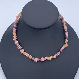 Vintage Carolyn Pollack Sterling Silver 925 Multi-Gemstone Necklace Rhodonite